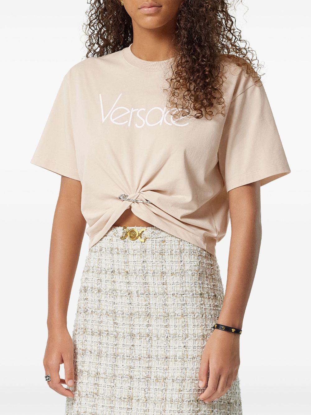 Versace ヴェルサーチロゴコットンTシャツ - Image 5