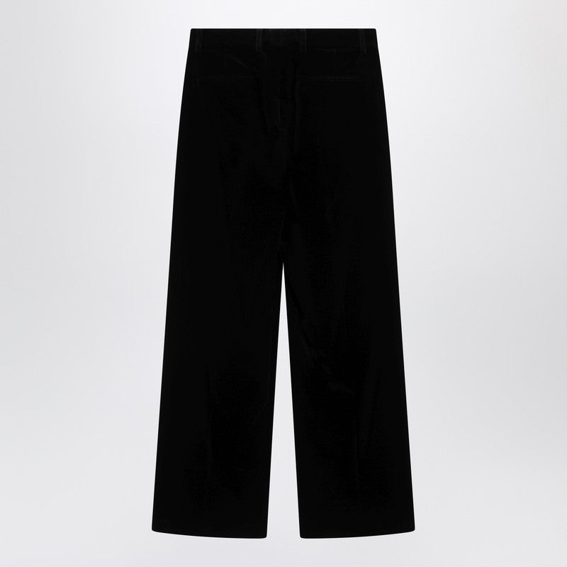 Valentino バレンティーノブラックコットンベルベットのズボン - Image 5