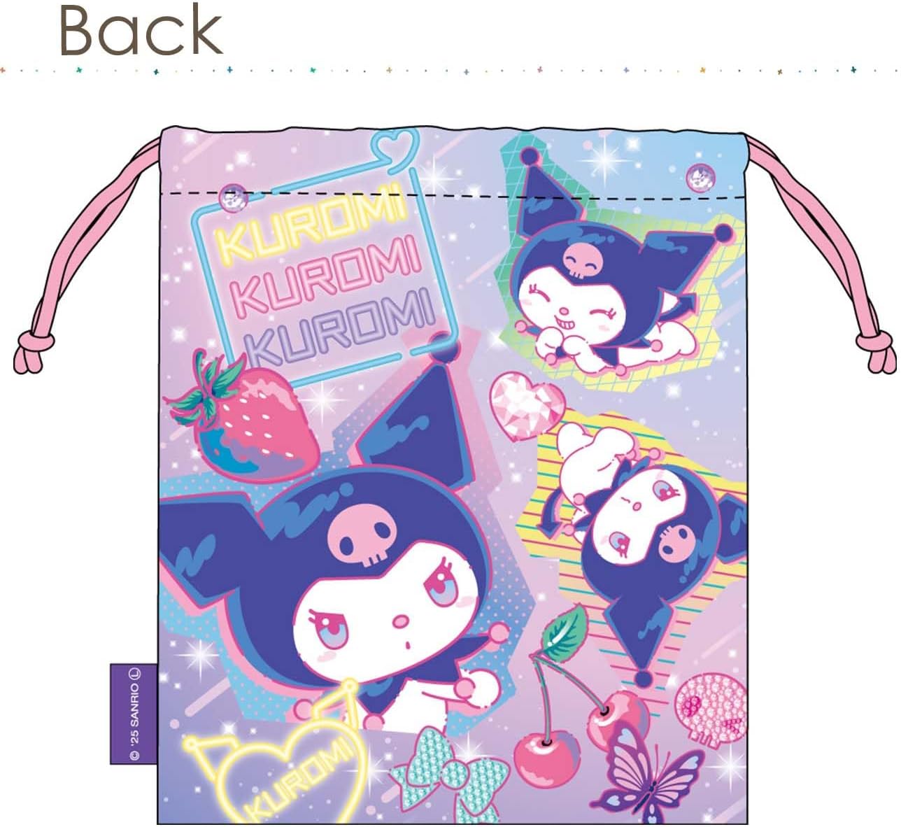 J's Planning Sanrio Drawstring Bag, Kuromi Trend, H8.3 x W7.1 inches (21 x 18 cm) FRK958