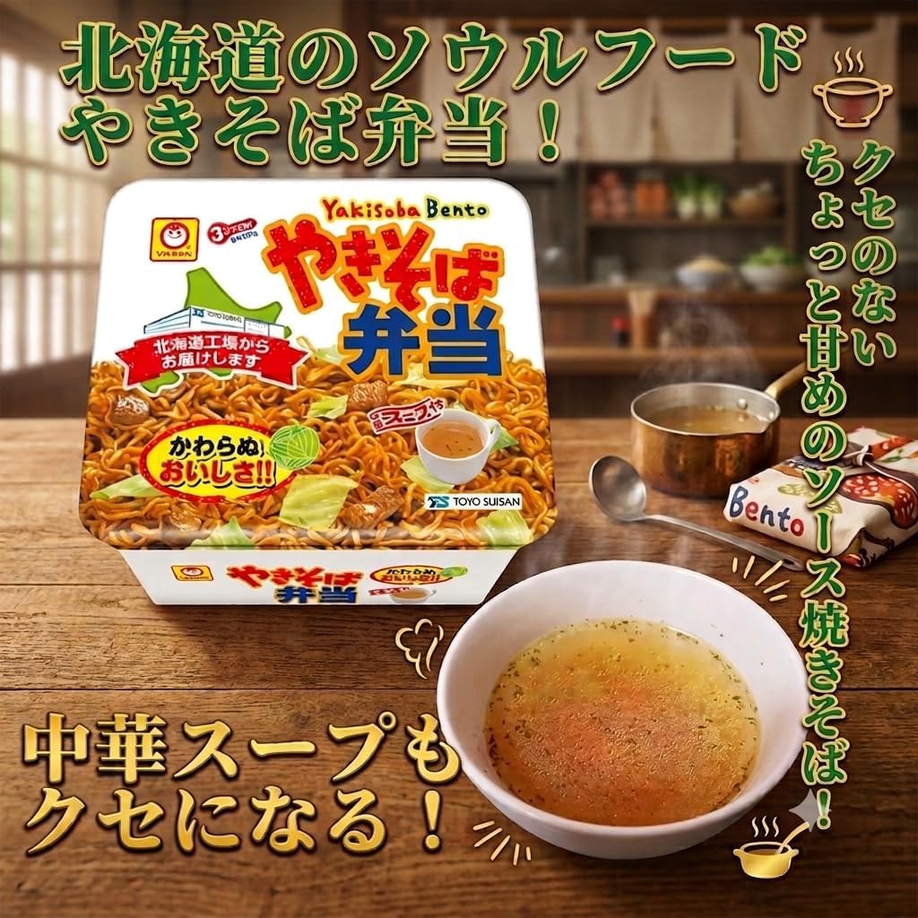 [Hokkaido Limited] Yakisoba Bento Box, 4 Popular Assorted Set (Sauce, Cod Roe, Scallop Butter, Spicy Spicy), 4 Pieces in Total | Great Value for Local Local Instant Noodles