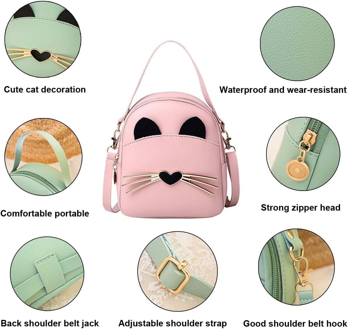 Girls Princess Shoulder Bag, Fashionable Mini Shoulder Bag Nice Small Handbags Shoulder Bags Little Girl Birthday Christmas Gift (Pink)