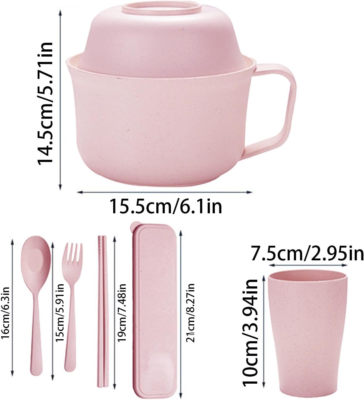 Ramen Bowl Set, Ramen Pot Set - Ramen Bowl Set Microwave Instant Ramen Ramen Bowl, Portable Ramen Bowl with Handle for Ramen, Pho, Udon, Soba, Soup Noodles, Asian Food