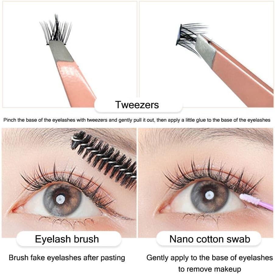 Large capacity eyelash cluster, individual eyelashes, elf false eyelashes, DIY eyelash extensions, cartoon lashes, apply by yourself at home (style02)