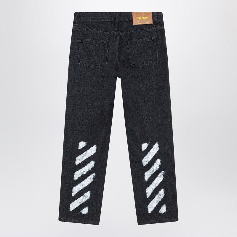 Off Off White™ Black Diagonal Sponge Effect Jeans - Image 5