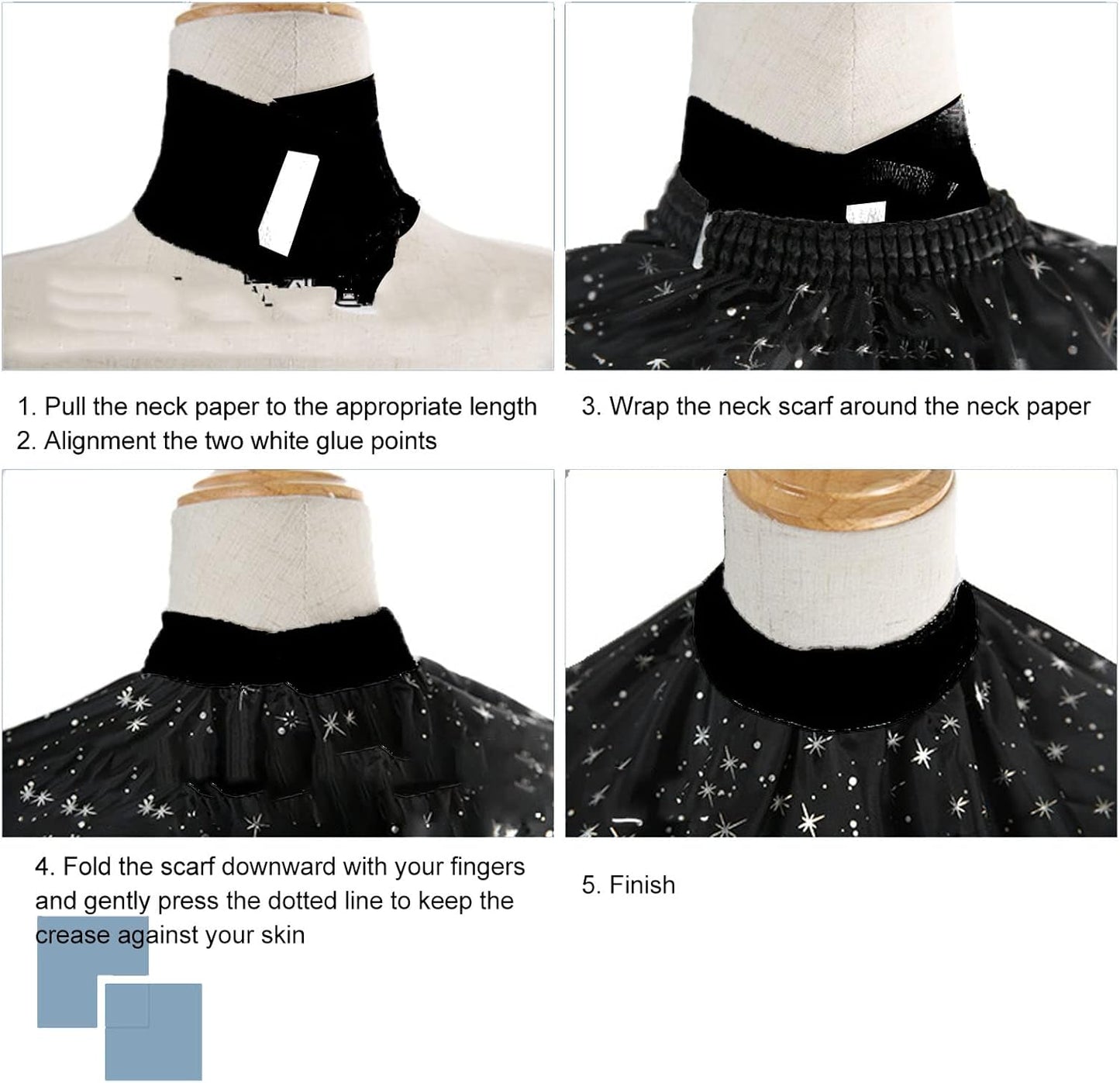 Disposable Popular Neck Strips, Pack of 5, Black Lightweight Beauty Salon Cutting Styling Paper Neck Strip, Beauty Salon Neck Strip, Stretch Neck Strip, Paper Barber Neck Strip, Neck Strip for Hair