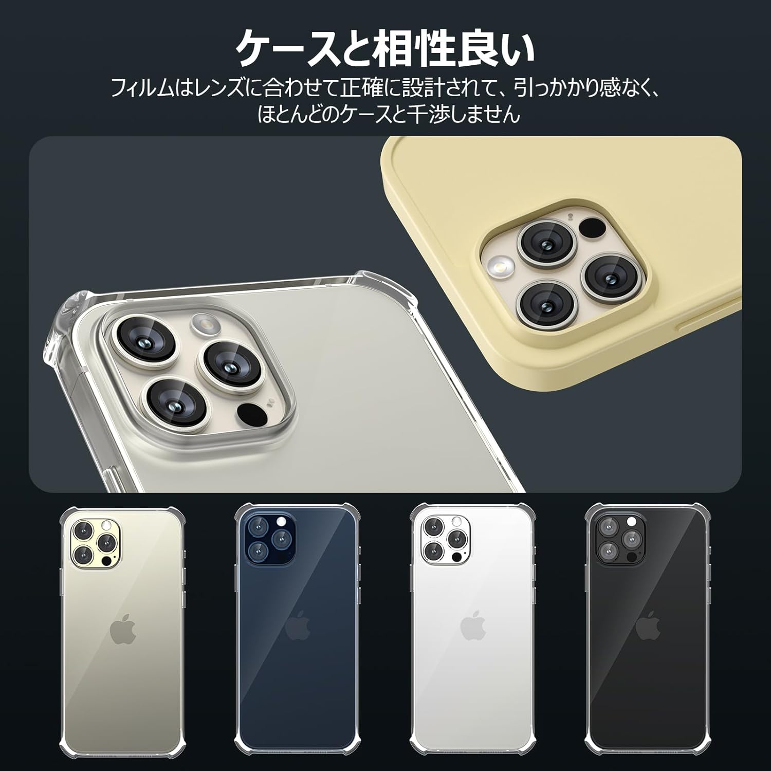 Podick Lens Cover for iPhone 15Pro/15 Pro Max Camera Film Aluminum Alloy 9H Tempered Glass Anti-Scratch Lens Protection Shockproof for iPhone 15 Pro / 15 Pro Max Camera Protector, High Transmittance,