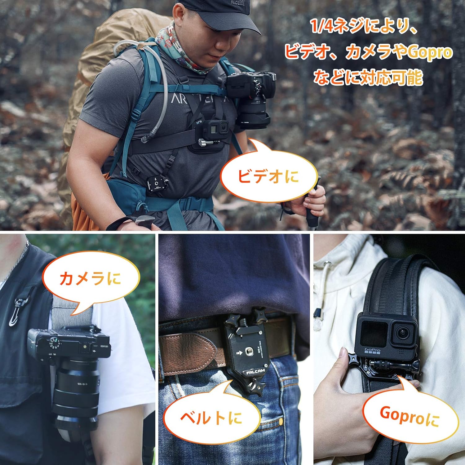 Ulanzi Camera Holster, Camera Holder, Backpack Clip, Capture Type, Arca-Swiss Standard 1/4 Screw Plate Quick Release Clamp, Easy On/Off Backpack, Waist Belt Clip for DSLR Digital SLR Camera Sony Canon
