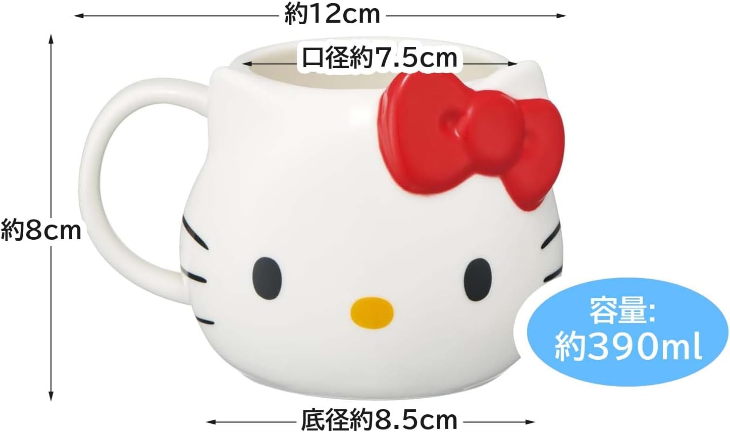 Skater CHMGD4-A Hello Kitty Sanrio Ceramic Mug, 13.8 fl oz (390 ml), Die Cut