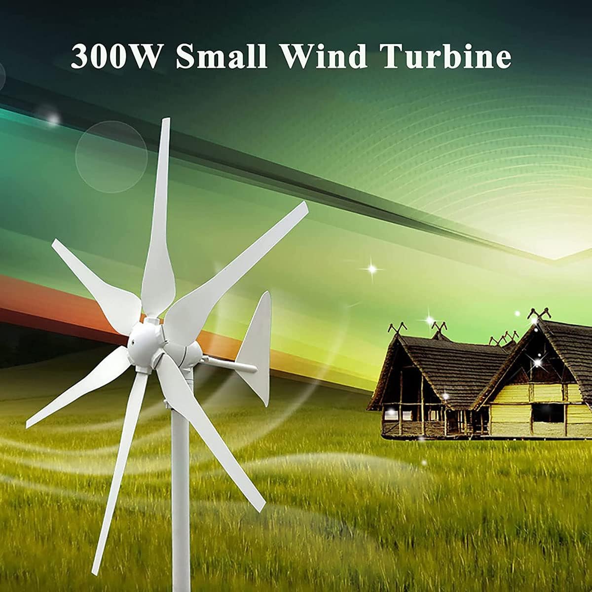 風力タービン、風力タービンジェネレーター 6ブレード低風速始動風力タービン 充電コントローラー付き、24V (12V)