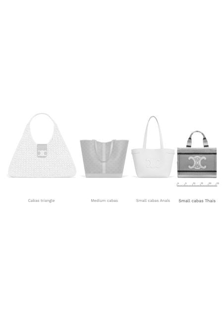 CELINE Small cabas Thais in striped textile with Triomphe - Image 5