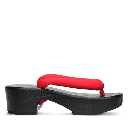 [FANGLI] FL1131 Geta Geta, 2.0 inches (5 cm) Thick Sole, Women's, Non-Painful, Yakitau, Black Stand, Plain Thong, Yukata, Geta Clogs, Women's, Stylish Clogs, Japanese Clothes, Accessories, Fireworks