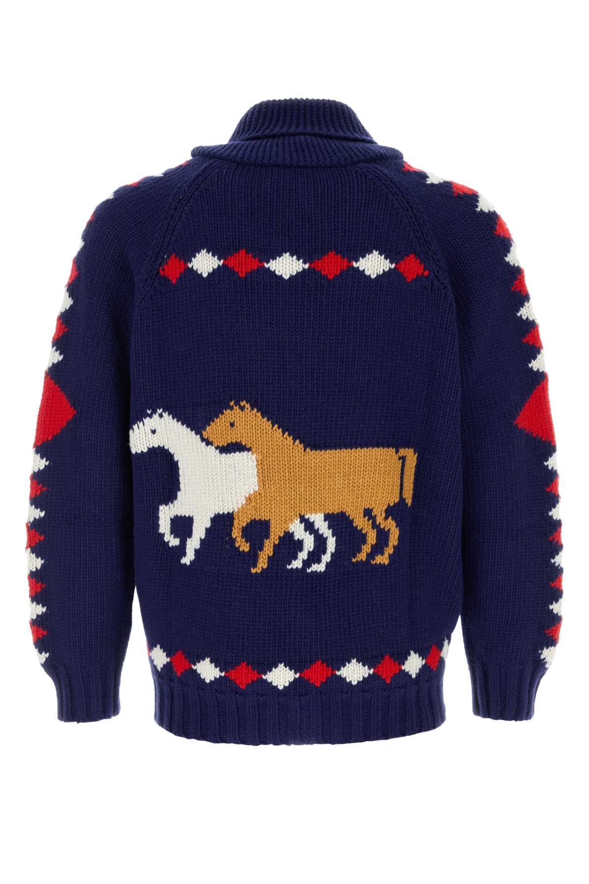 Bode ボードブルーウールダイヤモンドカーディガン - Image 5