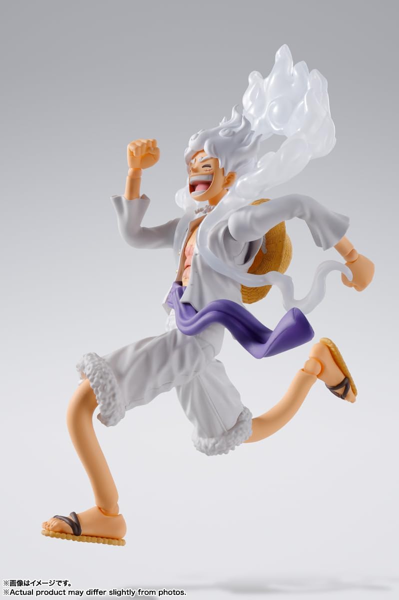 S.H. Figuarts One Piece Monkey D. Luffy Gear 5 - Approx. 6.1 inches (155 mm), PVC & ABS Pre-painted Action Figure