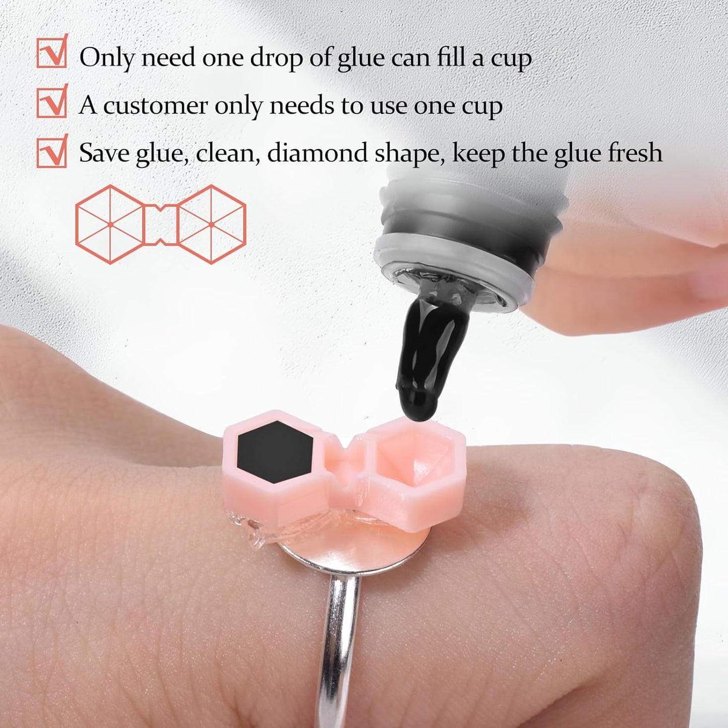 UAKEREDまつげエクステンションゴムカップ200個菱形ミニまつげゴムラック二重穴まつげ接ぎ木供給