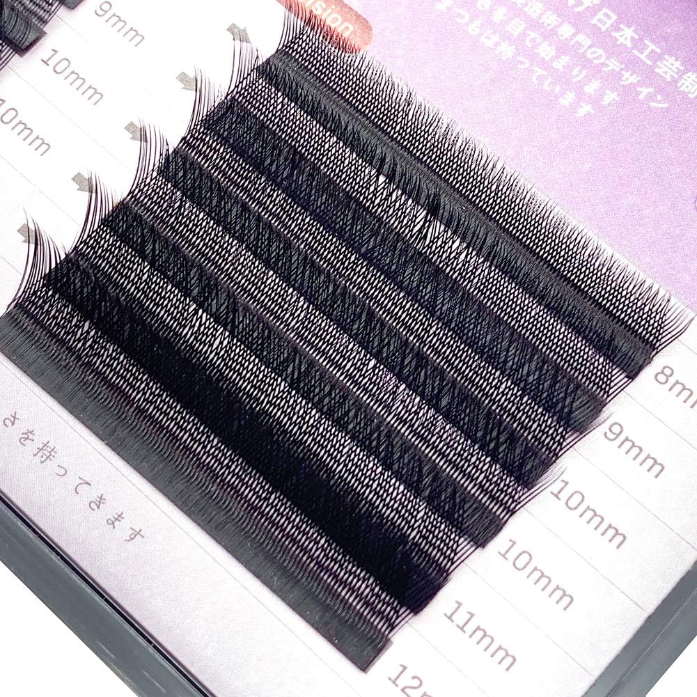 Musthetes Eyelash Exclusively for Eyelash Extensions, Fake Mink Crush, Lightweight, Soft, Eyelash Extensions, Special Y Shape, Thickness 0.07 Curls, C, Length 0.3 - 0.5 inch (8 - 12 mm), Mixed Black, EE-143