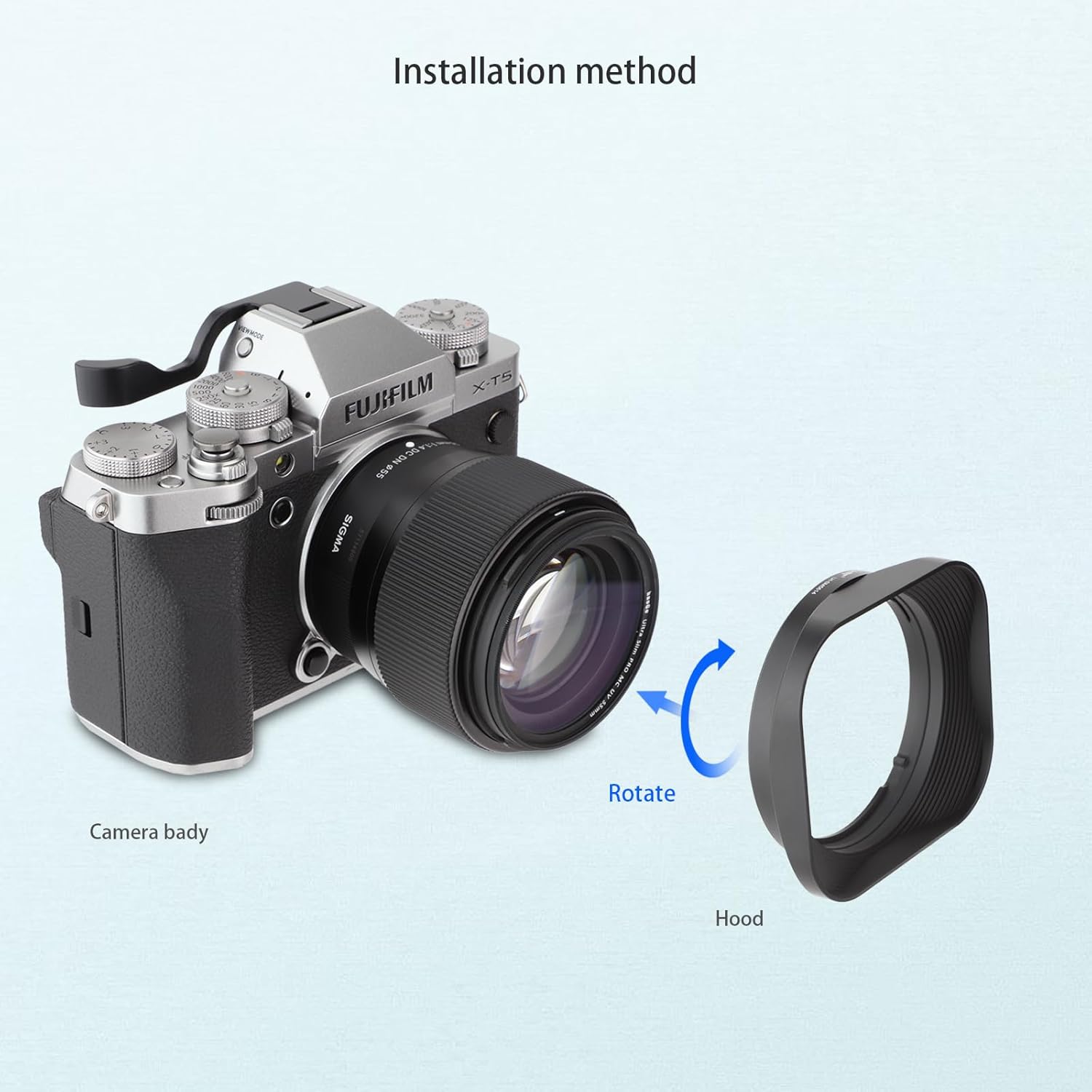 Haoge Bayonet Square Metal Lens Hood for Sigma 56mm F1.4, 18-50mm F2.8 DC DN | For Contemporary Lenses, LH-SM5614