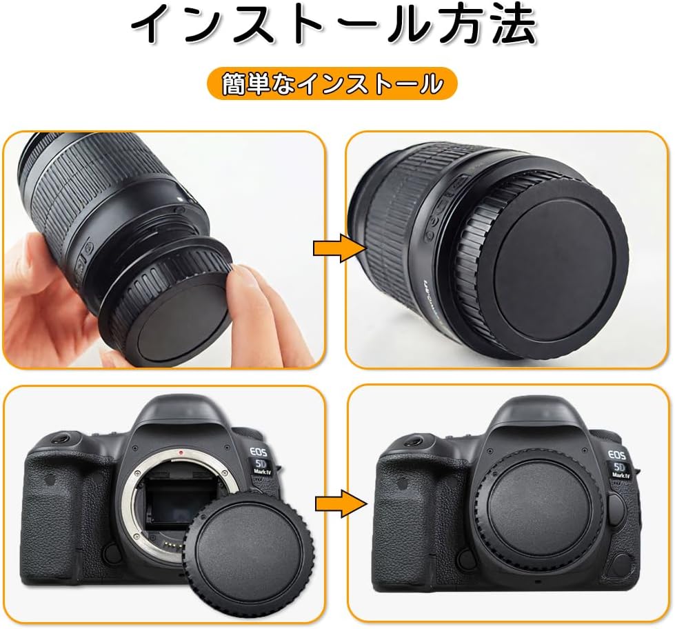 BOOHUQICH Lens Cap, Camera Lens Cover, Compatible with Canon EOS Series, Compatible with Canon, Set of 4