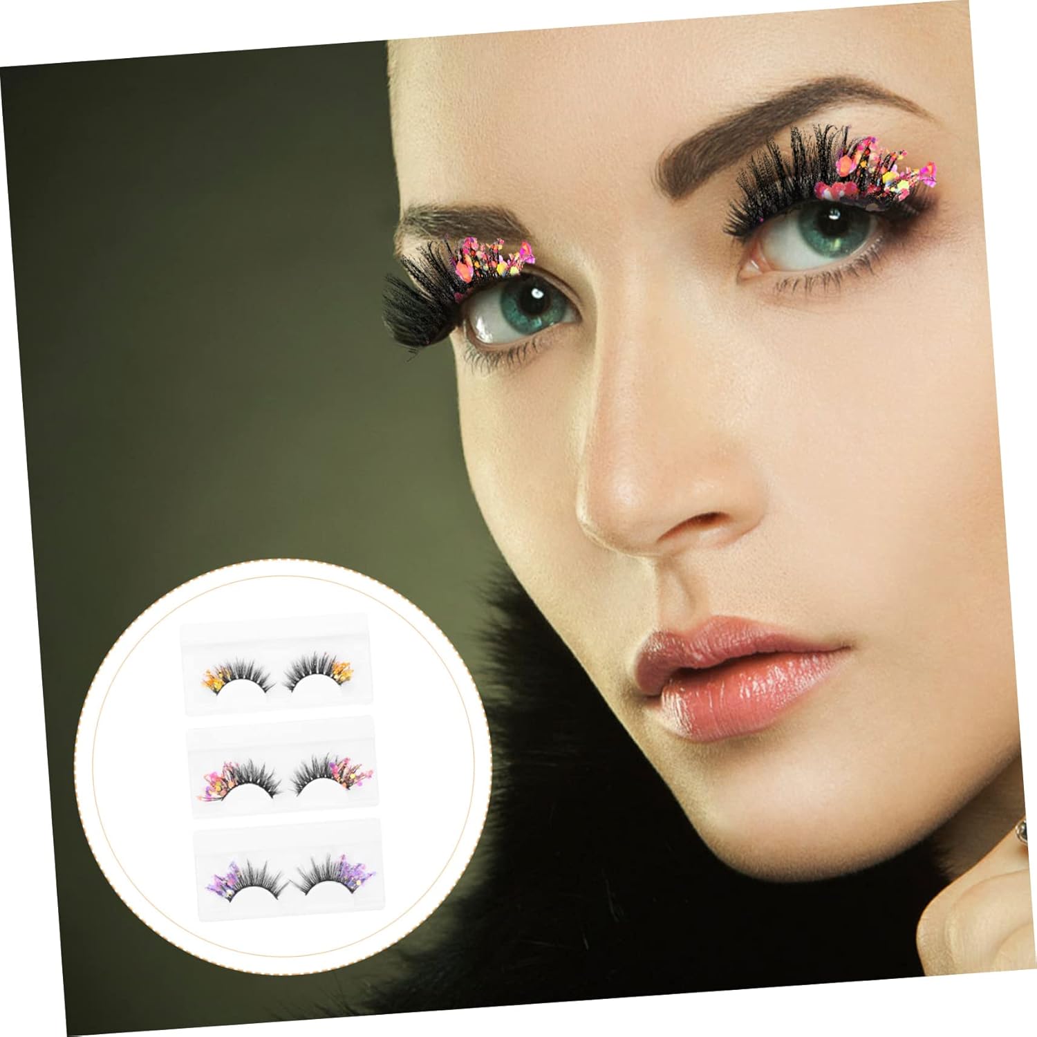 3 Pairs Fluorescent False Eyelashes Cosplay Eyelashes Lashes Costume Dramatic Eyelashes Fluffy Eyelashes False Eyelashes Natural Look Fiber