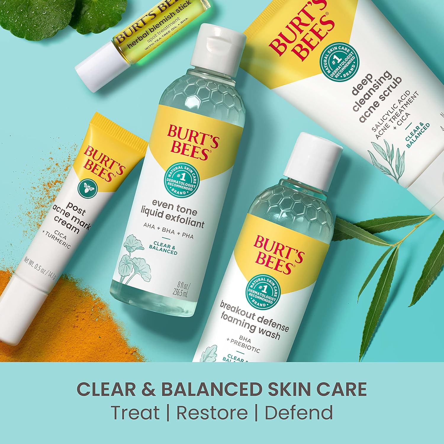 Burt's Bees Lavado facial espumoso, limpiador BHA Breakout Defense para todo tipo de piel, elimina las impurezas y el exceso de aceite facial, con un prebiótico, 8 onzas.