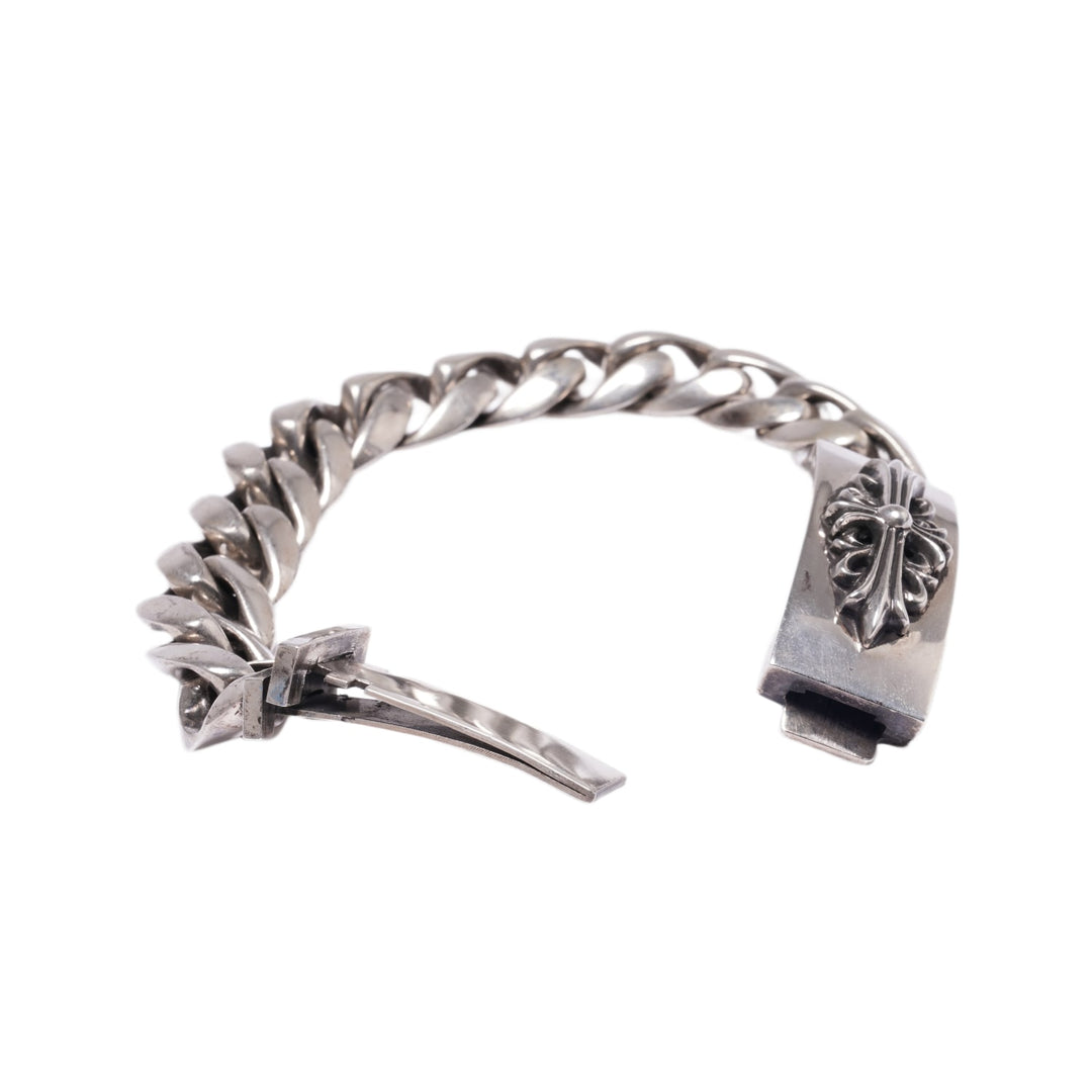 CHROME HEARTS 'FLORAL CROSS' 8IN SILVER BRACELET