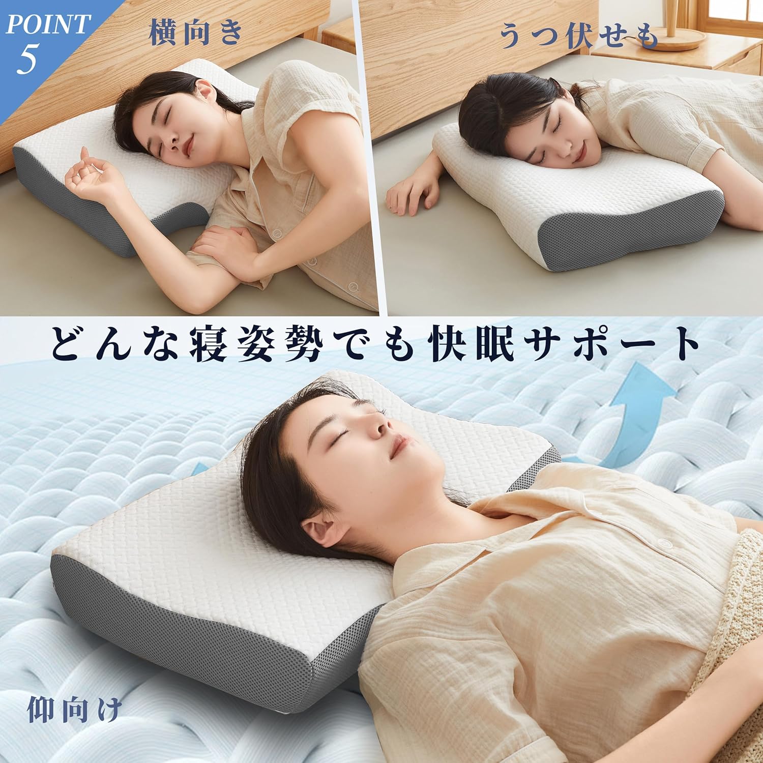 DreamCat's Pillow, Memory Foam Pillow, Made in Japan, Neck Painless, Adjustable Height, Backward, Horizontal, Concave Hollow Design, Stable Head, Straight Neck Pillow, Comfortable Sleep, Neck and