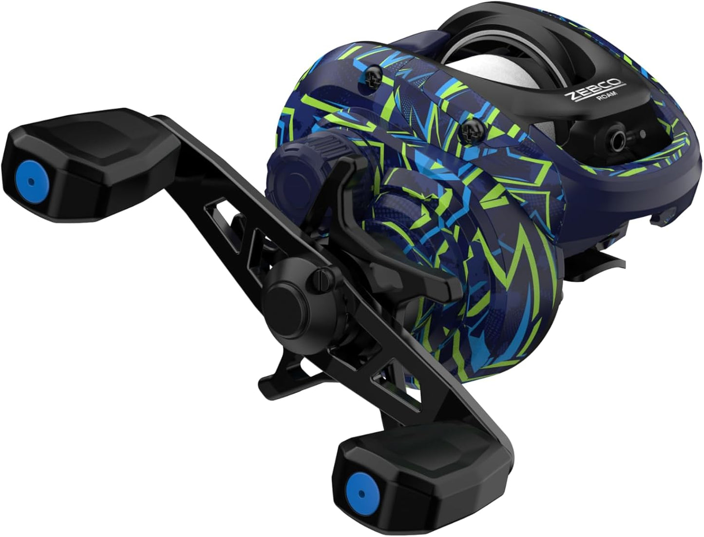 Zebco Roam ベイトキャストリールと釣り竿コンボ 6フィート 6インチ 2ピース グラスファイバーロッド スプリットグリップ付き MaxTacロッドハンドル 軽量グラファイトフレーム