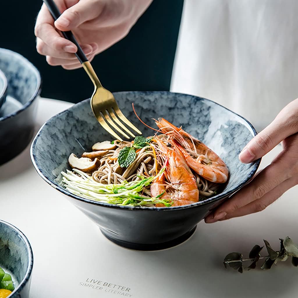Ceramic Ramen Ramen Soup Bowl, Home Kitchen Salad Bowl, Instant Ramen, Soup, Noodle, Four, Udon, Buckwheat Mixing Bowl 850ml