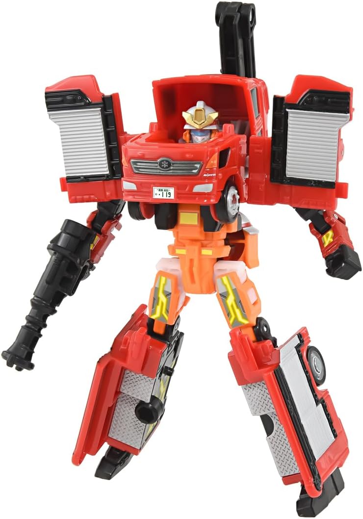 Takara Tomy Tomica Jobreiver TJBDX United Fire Braver Fire Truck & Fireboat Combination Set, Mini Car Toy, Ages 3 and Up