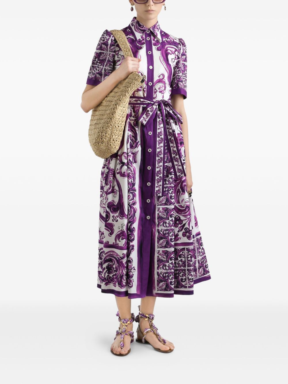 Dolce  Gabbana Dolce＆Gabbana Maiolicaプリントコットンシャツドレス - Image 5