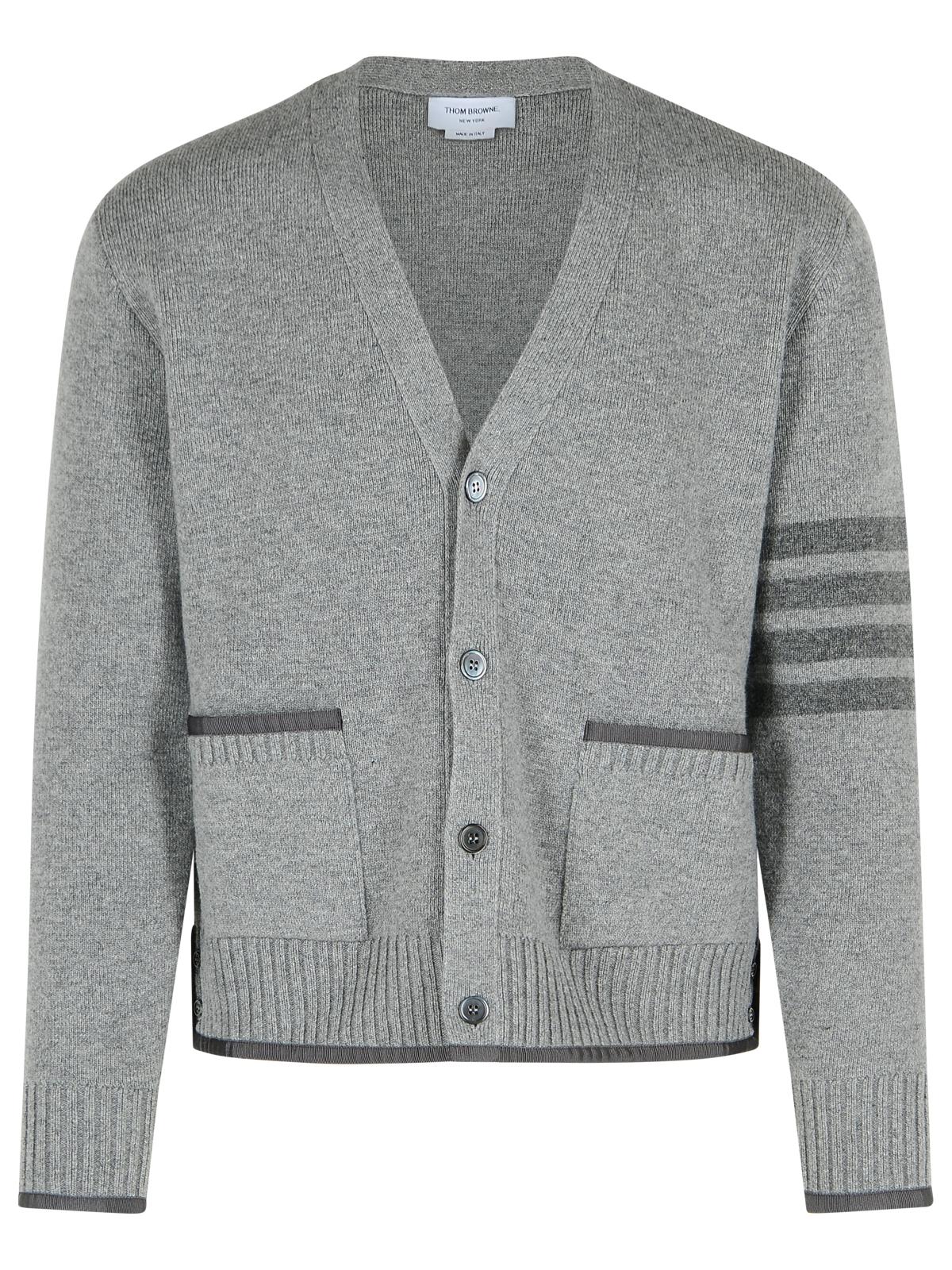 Thom Thom Browne 'Milano 4 Bar' Grey Virgin Wool Cardigan - Image 5