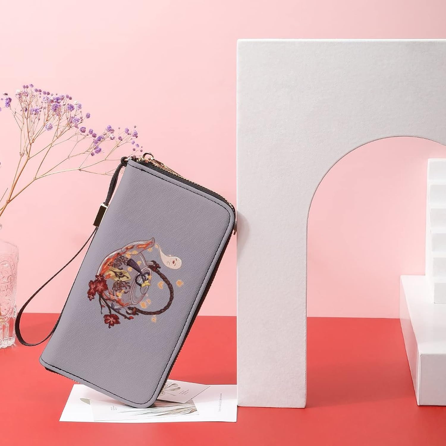 RFSHOP Original God Long Wallet, Anime Wallet, Large Capacity, Popular, Character Card Storage, Goods, Zip Around Gift, Present, PU Leather, Coin Purse, Multi-functional