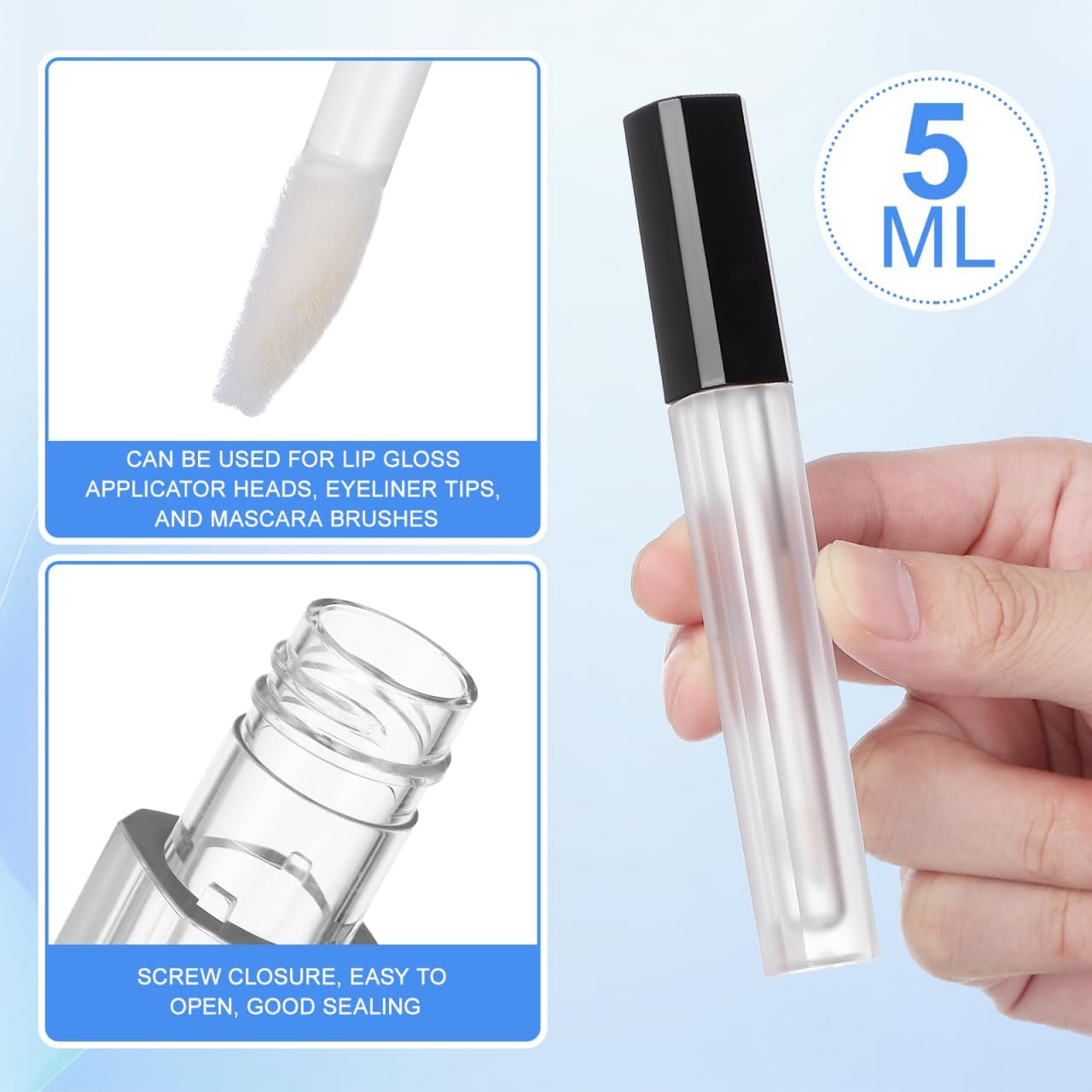 FRCOLOR 6pcs Fashion Lip Gloss Tube Lip Sub Package Bottle Lip Gloss Container Empty Gloss Tube DIY Lip Gloss Bottle Lipstick Tube Lip Tube Black