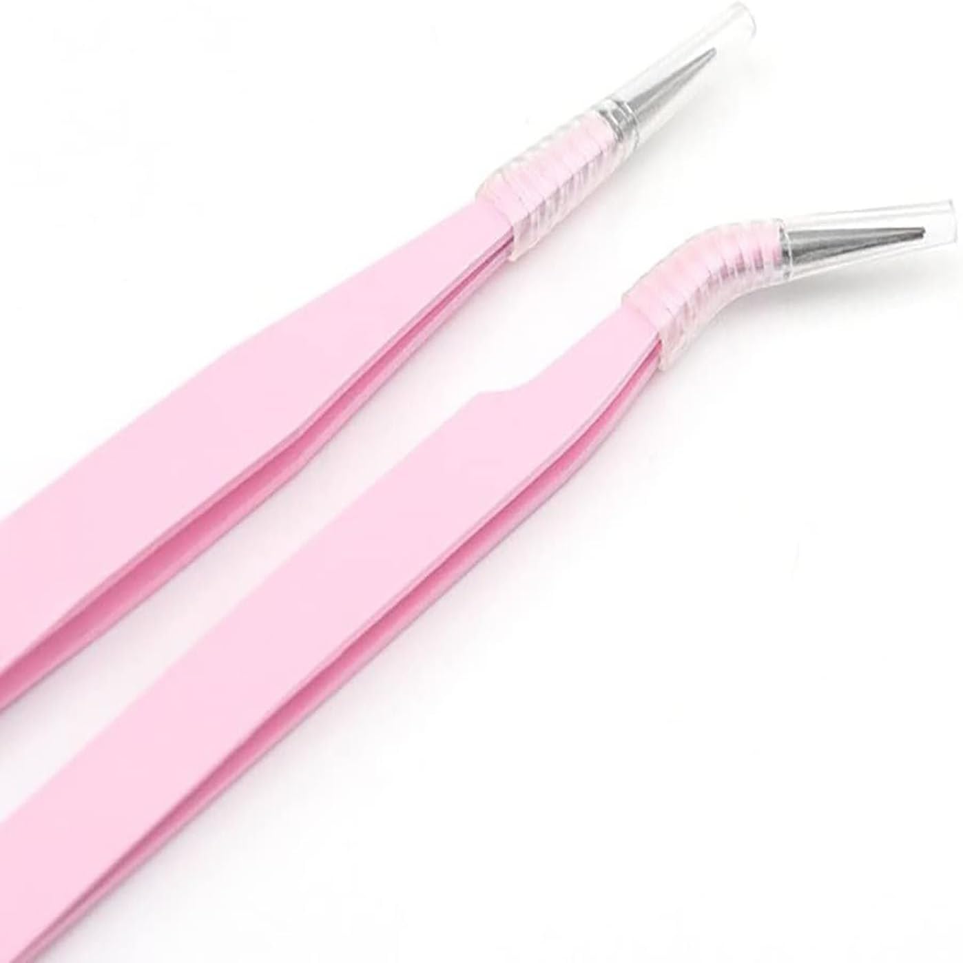 LUYING Lashes Pink Straight Stainless Steel Fine Work False Eyelashes Fine Work False Eyelashes Fine Work False Eyelashes (Tweezers Pink 2pcs)