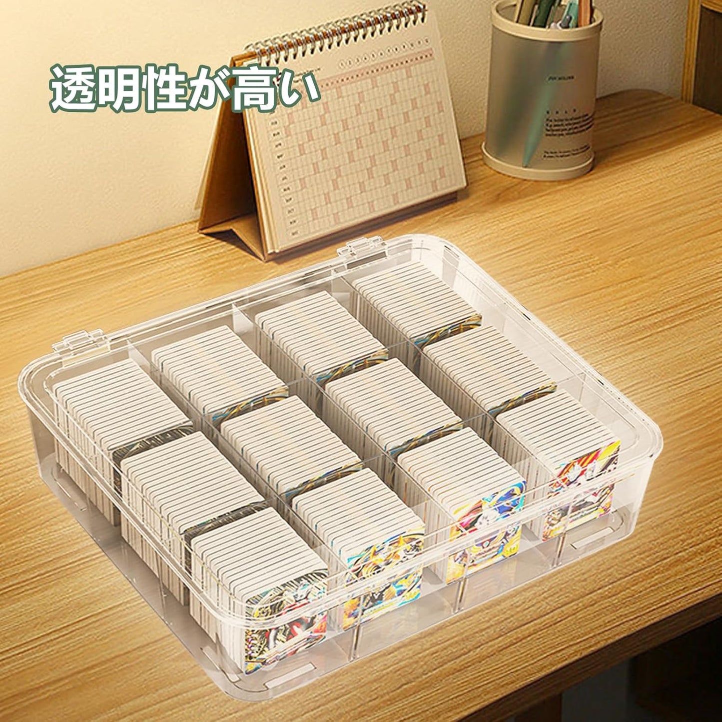 Yanubi Card Case, Large Capacity, Pokemon Card Case, Transparent, Removable Dividers, Storage Box, Card Box, Storage Case