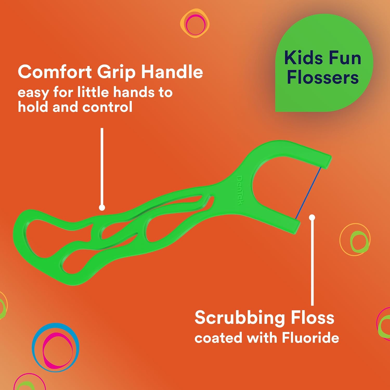 DenTek Fun Flossers - Palillos de hilo dental para niños con sabor a fruta silvestre, 90 unidades