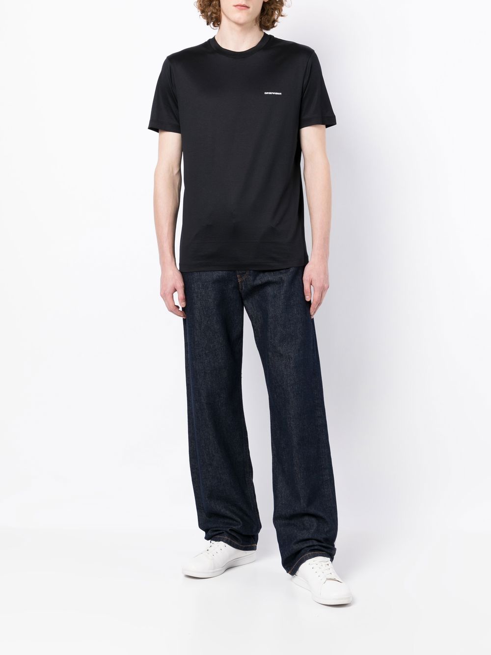 Emporio エンポリオアルマーニロゴコットンブレンドTシャツ - Image 5