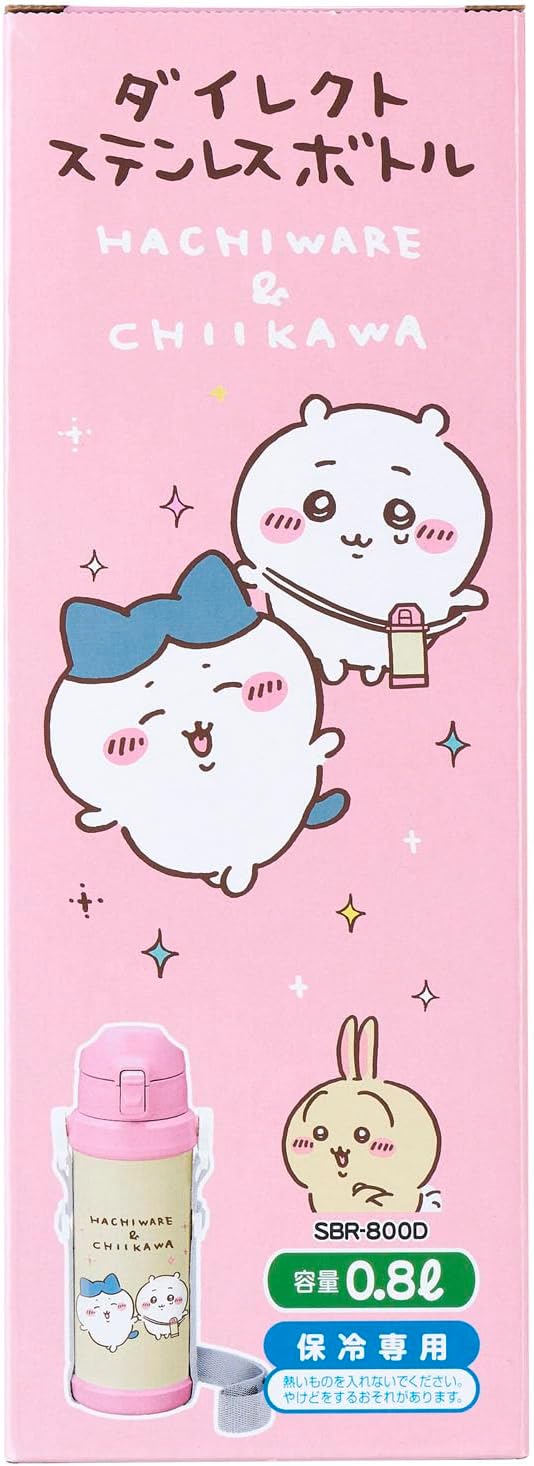 OSK OSK Water Bottle, Direct Stainless Steel Bottle, 800ml, Chiikawa, with Strap, Lock, One-Push, Cold Retention, Direct Drinking, Cute, Drink, Beverage, SBR-800D