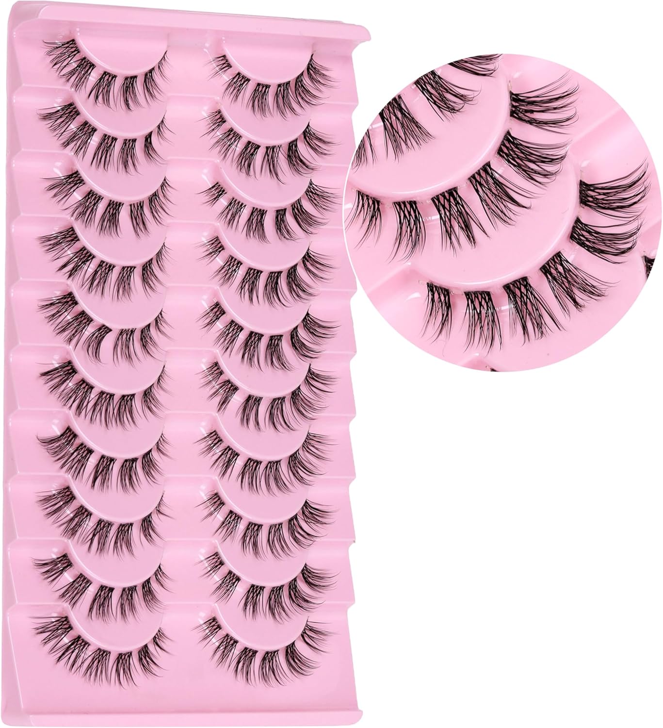 10 Pairs Cluster Lash D Curl Russian Strip Lashes Fluffy False Eyelashes Individual Natural Thin Eyelashes DIY Eyelash Extensions at Home (02)