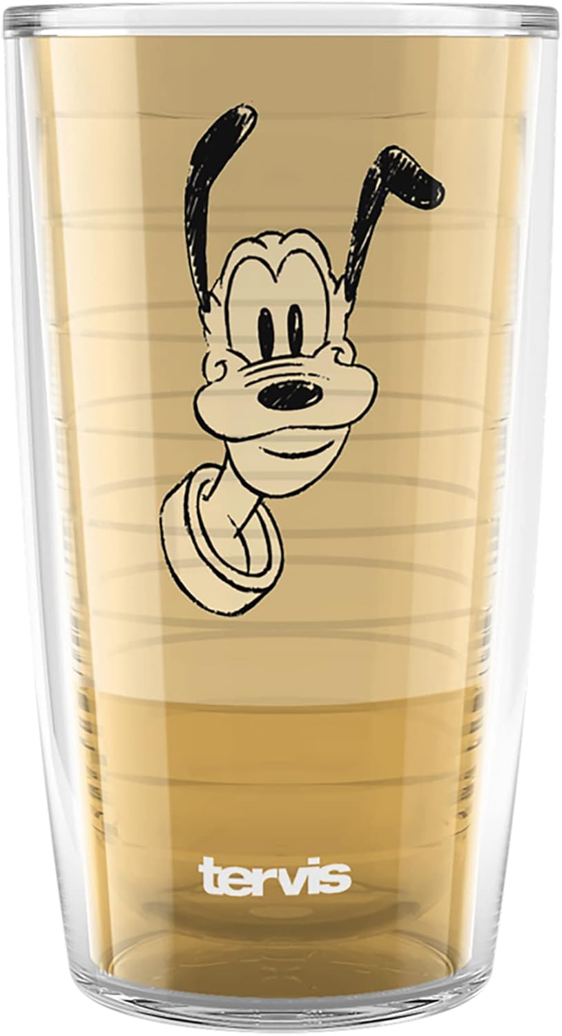 Tervis Disney Fundamentals Collection - Vaso aislado de doble pared hecho en Estados Unidos mantiene las bebidas frías y calientes, 16 onzas, paquete de 4, surtido