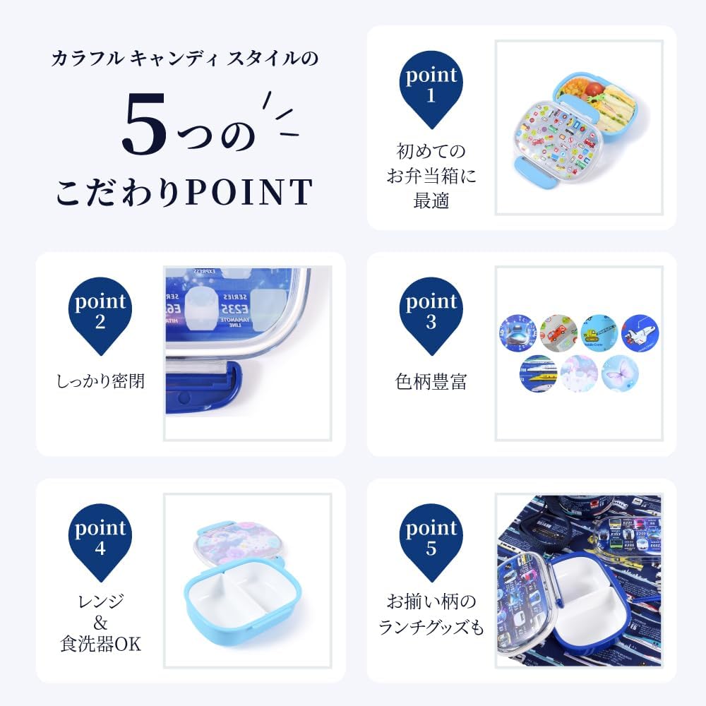 COLORFUL CANDY STYLE Children's Bento Box, Lunch Box, Train Face Collection, Licensed by JR East Japan, Boys, Made in Japan N5803300
