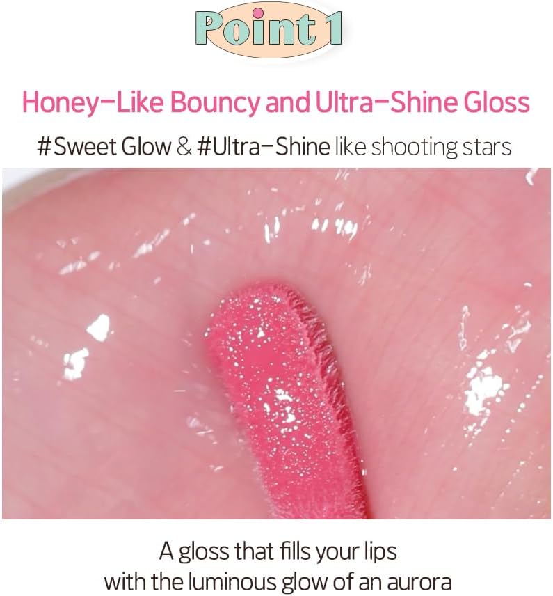 ETUDE Over Grow Gloss Sweetie Cream, 0.1 oz (2.8 g), Lip Gloss, Glossy, Luster, Purpuru Lipstick, Moisturizing, Oil Film