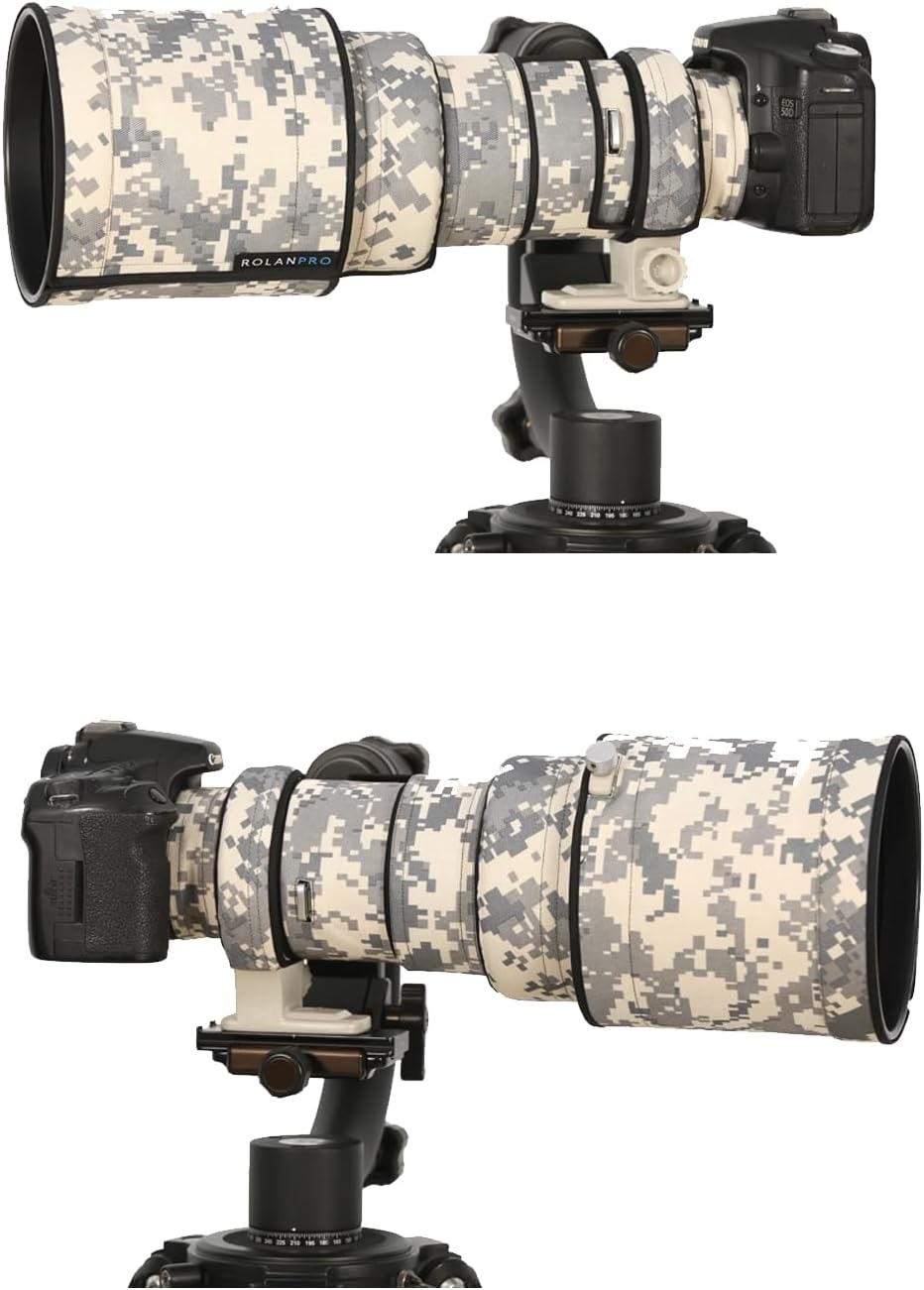 Rolanpro Lens Cover, Camouflage Coat for Canon EF 400mm F/4 DO IS II USM, Triple Layer Protection, brown jungle camo, Modern