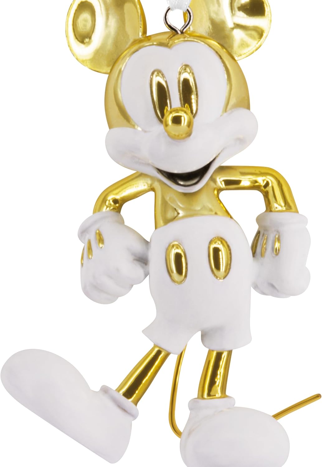 Hallmark Adorno de Navidad exclusivo, adorno de Mickey Mouse blanco y dorado, cerámica, regalos para fanáticos de Disney