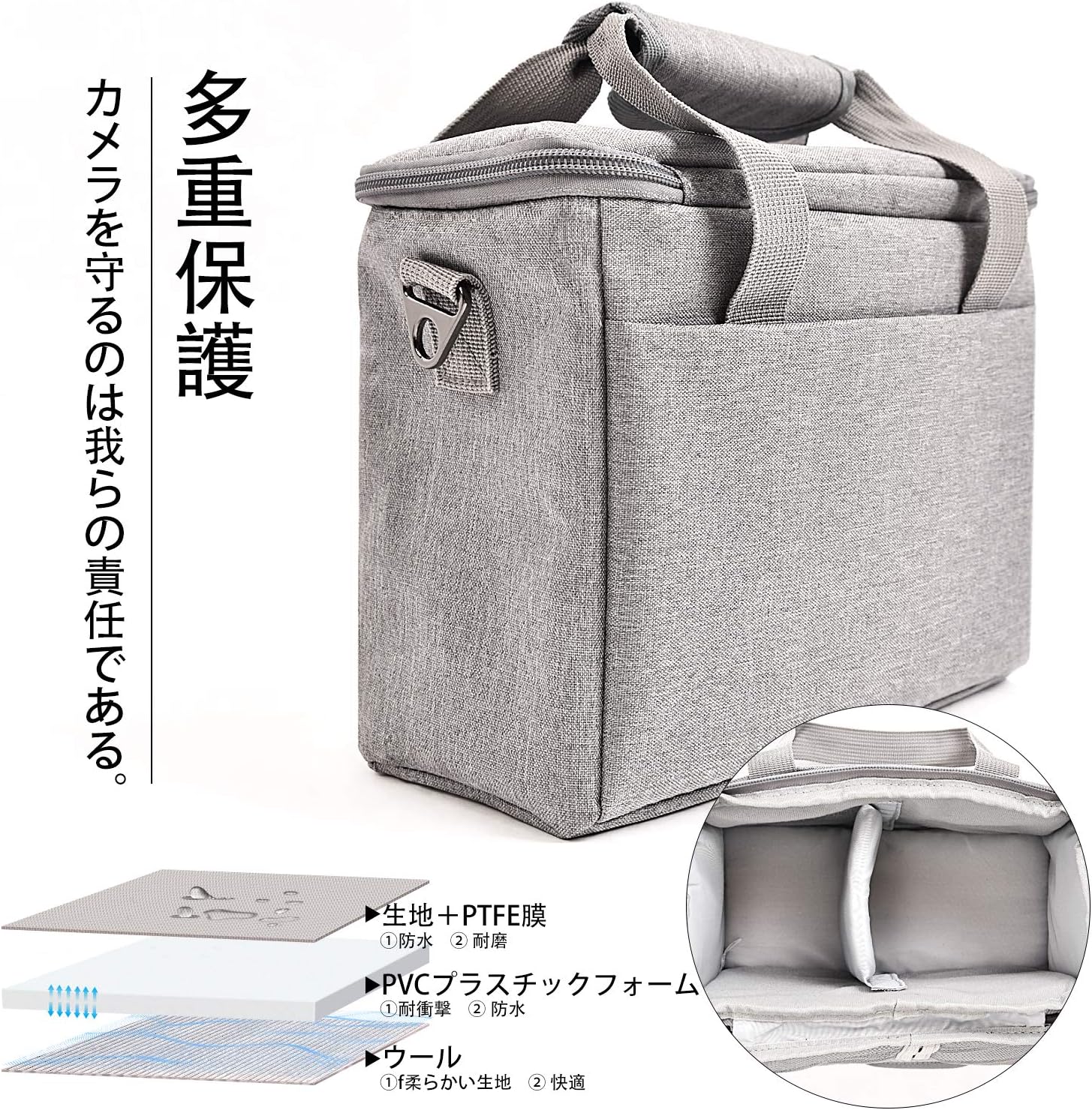 FOSOTO DSLR Camera Bag Shoulder Case for Canon EOS M50 PowerShot SX420 SX430 SX70 SX50 SX30IS Sony a6400 RX10 DSC-H300 Nikon Coolpix P900 and More Waterproof Nylon with Rain Cover Stylish Everyday Bag