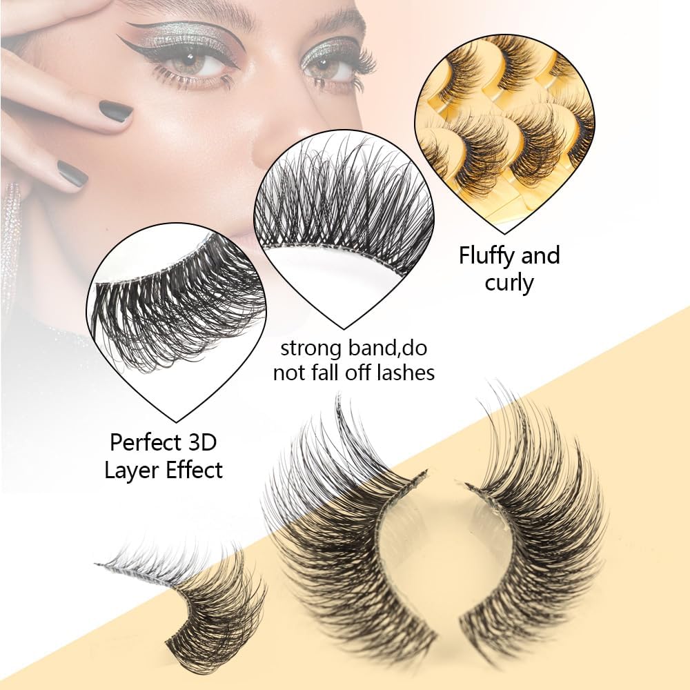 10 Pairs Transparent False Eyelashes Fake Mink Eyelashes Thick Soft Handmade Stage Daily Makeup Long Eyelashes (Y2007)