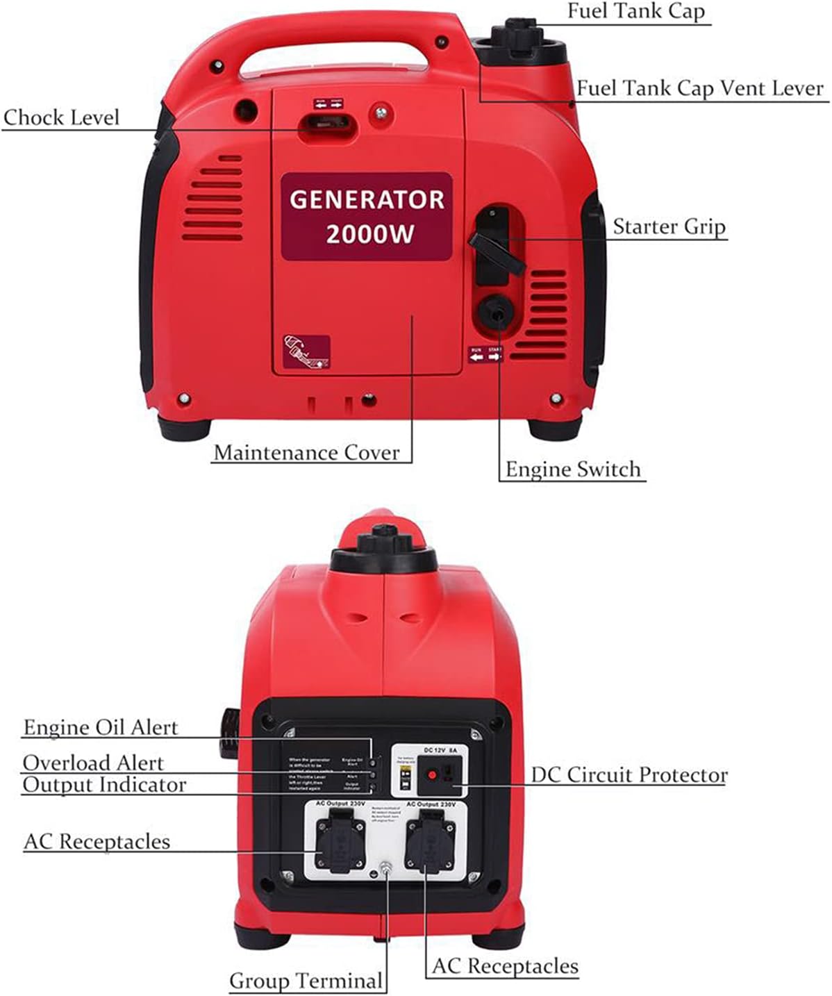 2000 Watt Portable Inverter Generator with Gasoline Engine