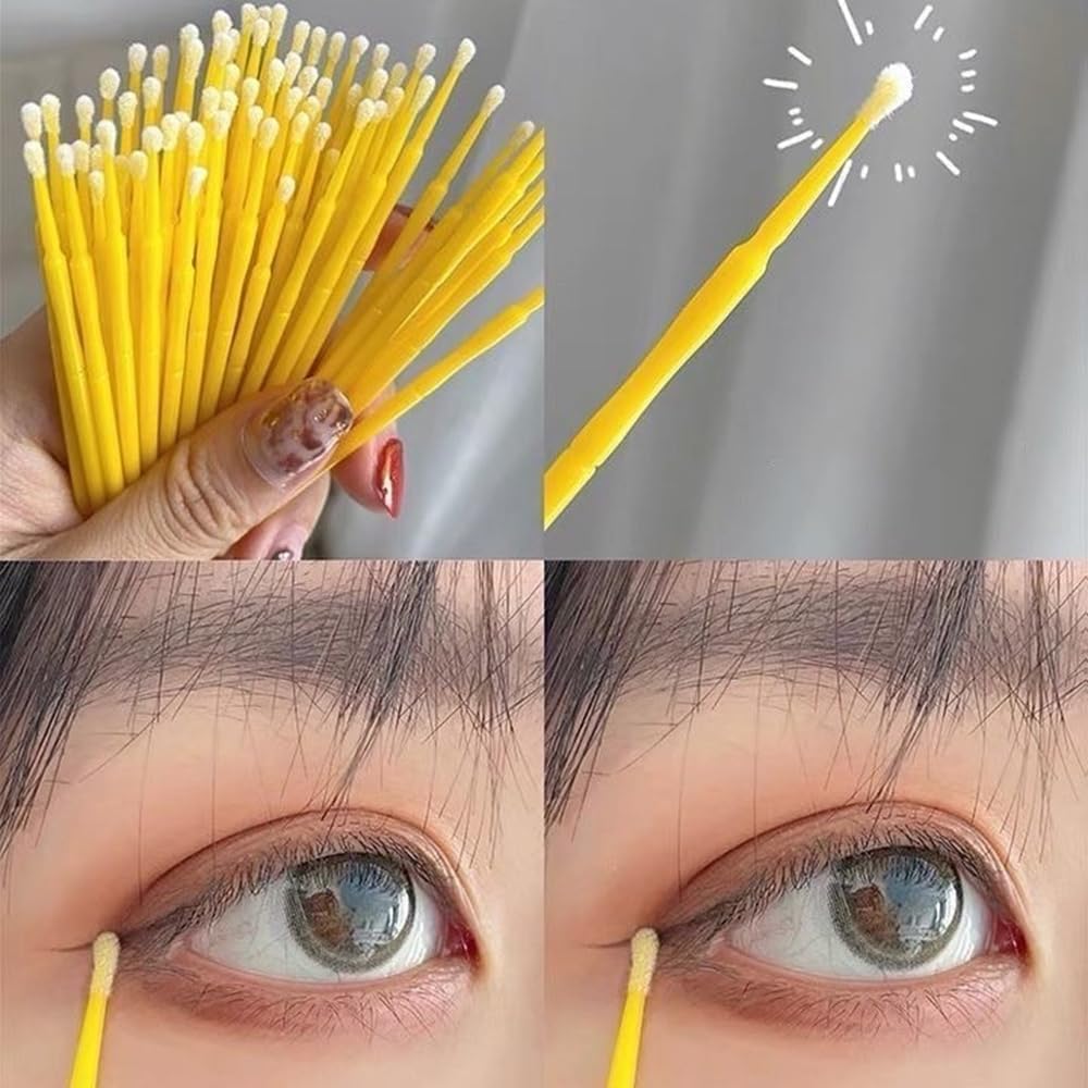 Micro Cotton Swabs, 100 Pieces Extra Fine Cotton Swabs, Micro Brush, Microstick, Disposable Makeup Brush, Eyelash Swabs, Mascara Brush, Gel Nail Painting, Eyelash Hair Growing Tools, Eyelash