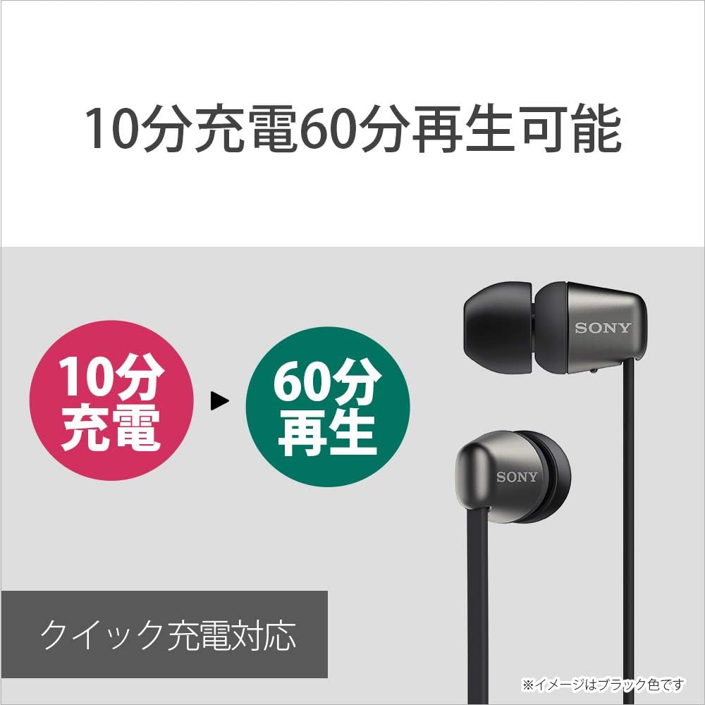 Sony WI-C310 NC Wireless Earphones, Bluetooth Compatible, Up to 15 Hours of Continuous Playback, Microphone Included, Flat Cable, 2019 Model, Gold