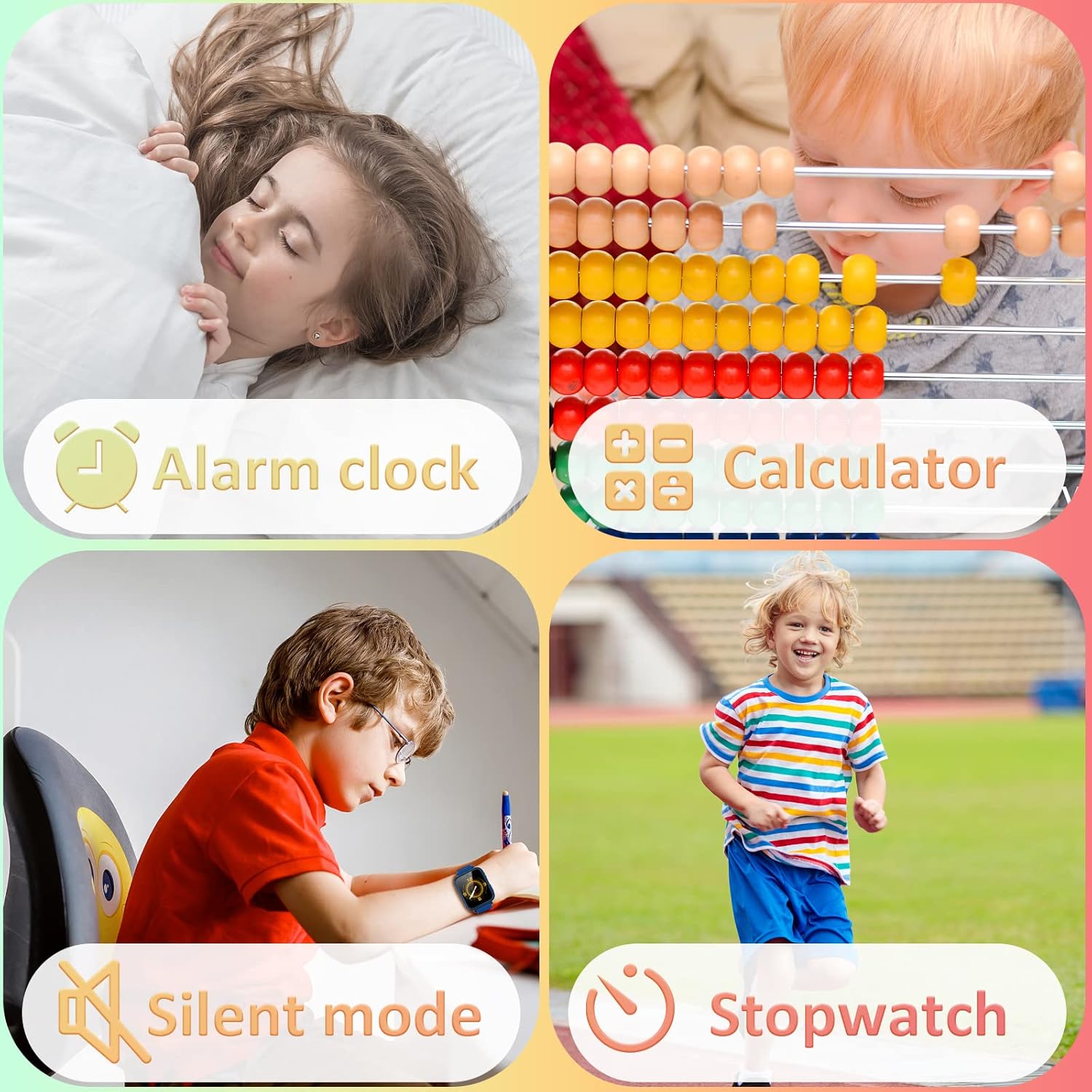 AYATAHA® Kids Wristwatch, Smart Watch, for Kids, Selfie Camera, Photo, Games, Music Playback, Cute Alarm Clock, Alarm, Pedometer, Calories, Recording, Children's Day, Kindergarten, School Entrance