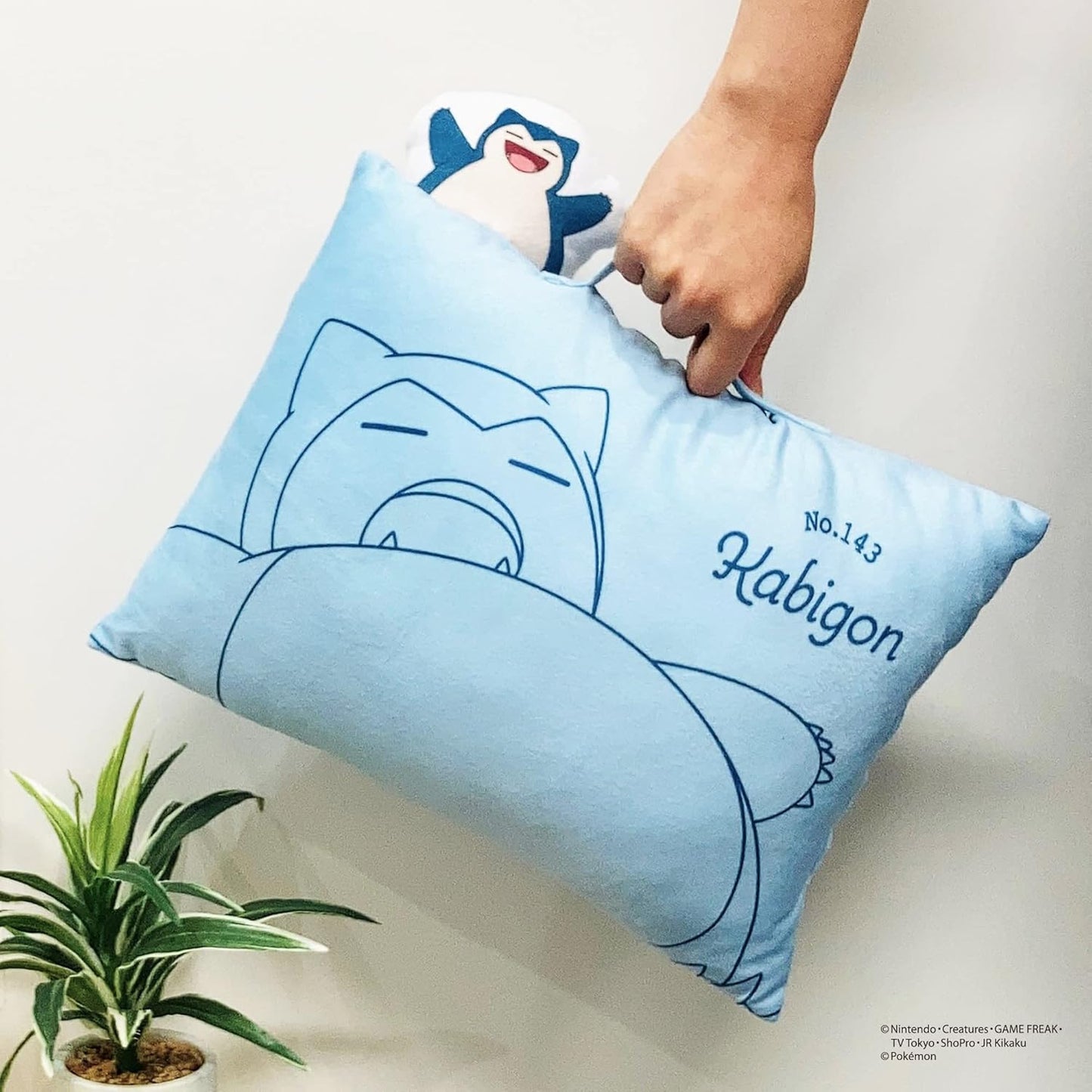 MORiPiLO Plush Pillow Pokemon KABYON (with Mascot) Handle Attached Compact Cushion Goods Stuffed Toy Nap Pillow 11 x 15.4 x 3.5 inches (28 x 39 x 9 cm) Blue Character Pillow by Morishita